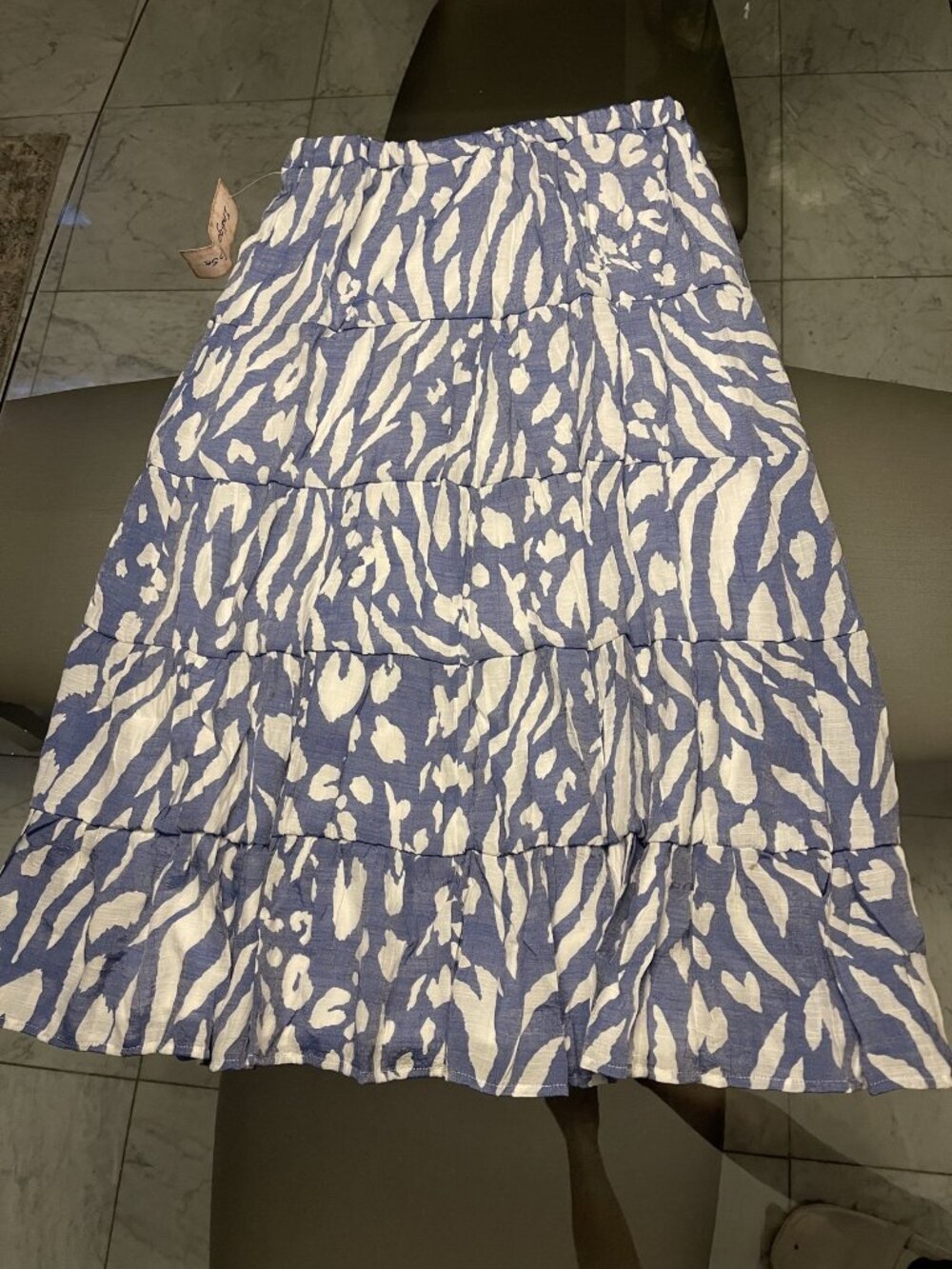 Indigo Rose Blue Zebra Animal Print Tiered Maxi Skirt NWT Sz M